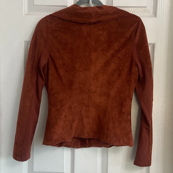 SL8 Faux Suede Moto Jacket Size Small Brown Cropped Long Sleeve - Picture 8 of 8